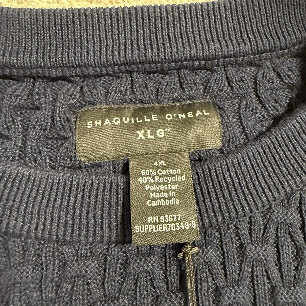 Shaquille O'Neal XLG Sweater Mens 4XL‎ Navy Platoon Textured Crewneck Pullover
